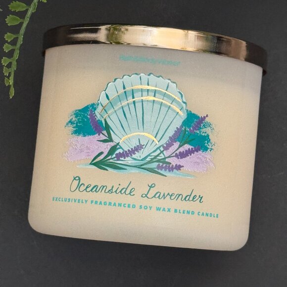 BBW Oceanside Lavender Bath & Body Works 3 Wick Candle - Picture 5 of 10